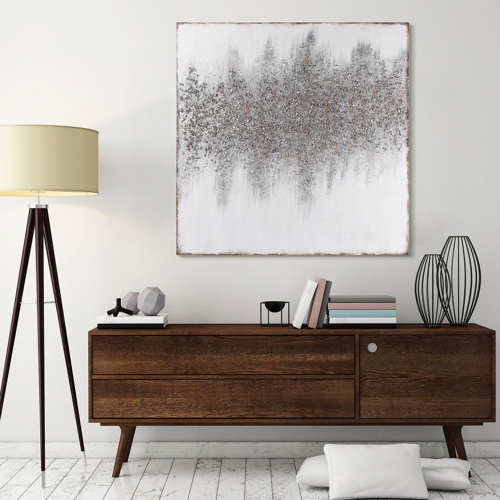 Silver Dust Abstract Textured Metallic Hand Painted Wall Art by Martin Edwards