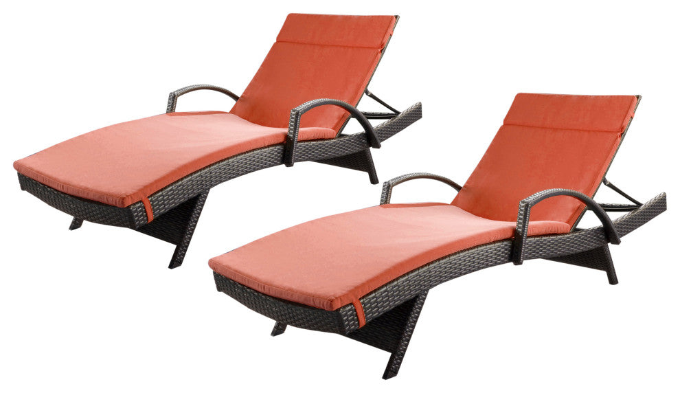 GDF Studio Savana Outdoor Wicker Lounge With Arms With Cushion, Set of 2