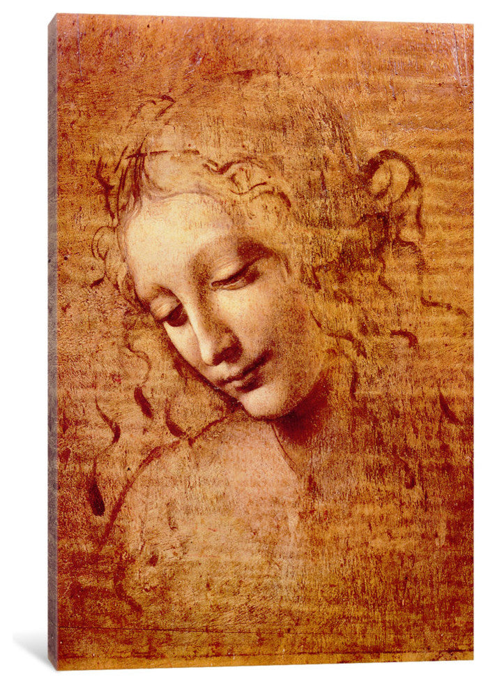 "Female Head" by Leonardo da Vinci, 40x26x1.5"