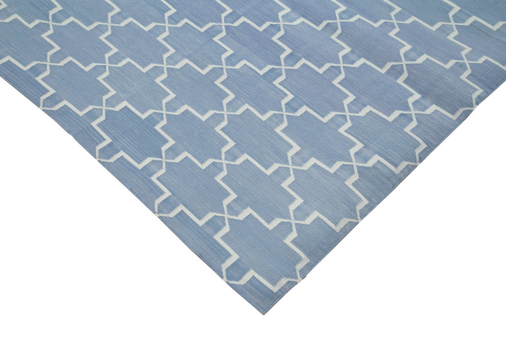 Rug N Carpet - Handmade Wool 8' 2'' x 10' 0'' Modern Design Dhurrie Kilim Rug