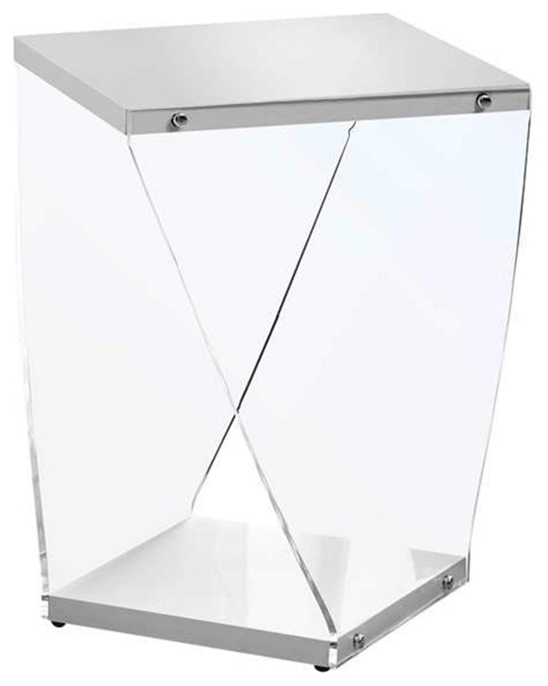15.75"x16.5"x21.25" White Clear Acrylic Glass Accent Table