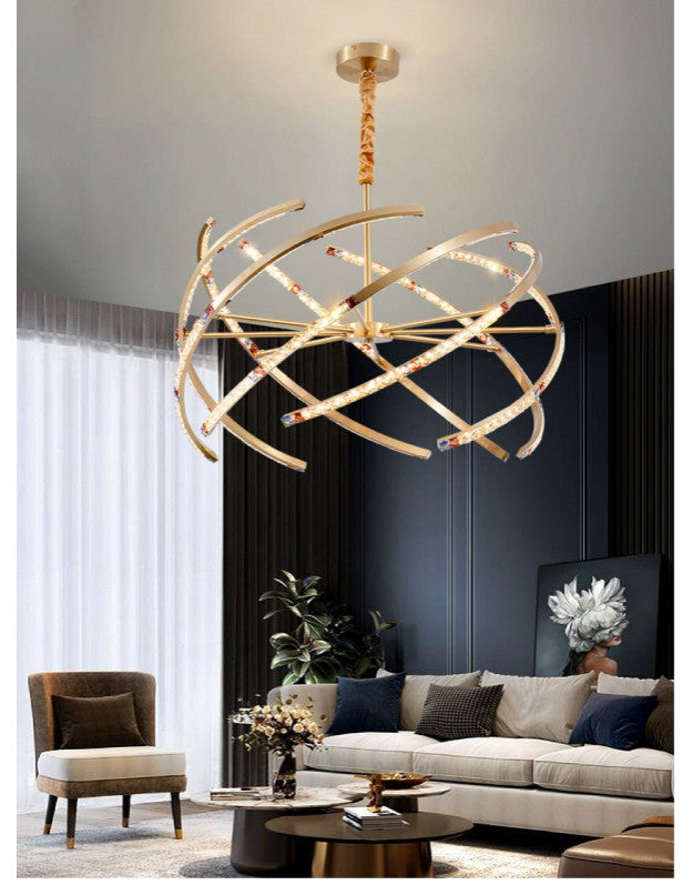 Arnasco | Creative Spherical Copper Crystal Chandelier, Colorful, 26''