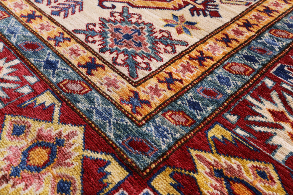 Super Kazak Hand Knotted Wool Rug 5' 5" X 7' 10" Q7506