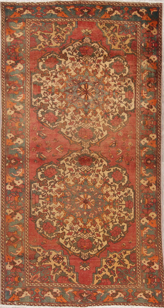 Consigned, Handmade Persian Worn Out Oriental Vintage-Style Rug, Red, 9'11"X5'3"