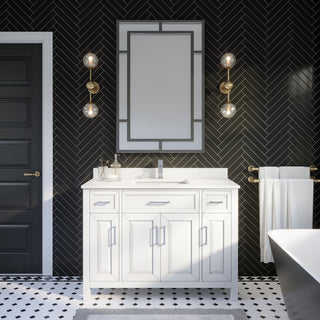 Terrence 48" Vanity with Power Bar and Drawer Organizer, White