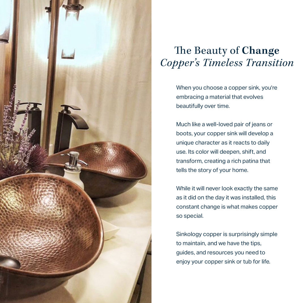 Bell 19" Drop-In Bathroom Sink in Copper
