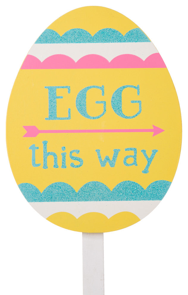 15"H Wooden Easter Egg Yard Stake, Set of 3