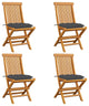 Vidaxl Garden Chairs With Anthracite Cushions 4-Piece Set Solid Teak Wood