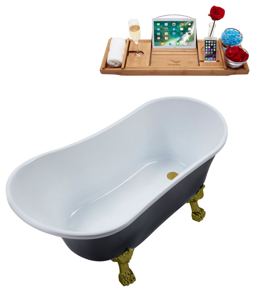 67" Streamline N367BGL-IN-BGL Clawfoot Tub and Tray With Internal Drain