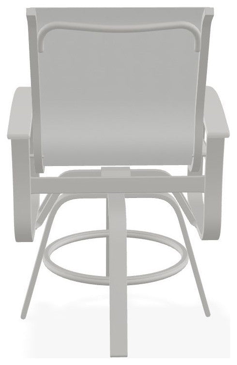 Belle Isle Sling Balcony Height Outdoor Swivel Chair, White/Snow