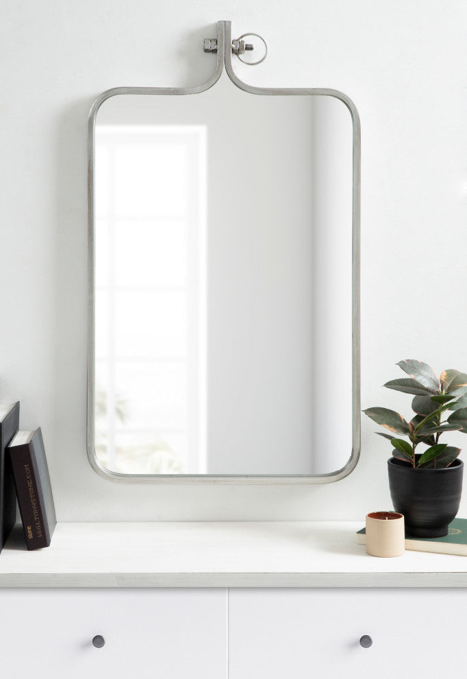 Yitro Framed Wall Mirror, Silver, 20"x35"