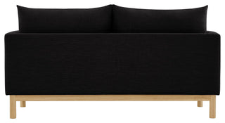 Langham Linen Textured Fabric Upholstered Loveseat, Black