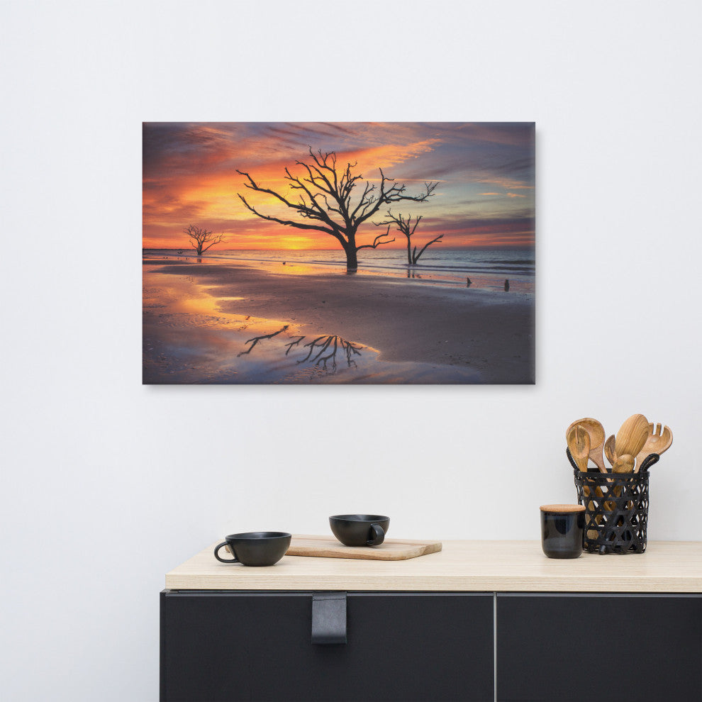 Sunrise & Trees At Edisto Island Coastal Landscape Photo Canvas Wall Art Print, 24" X 36"