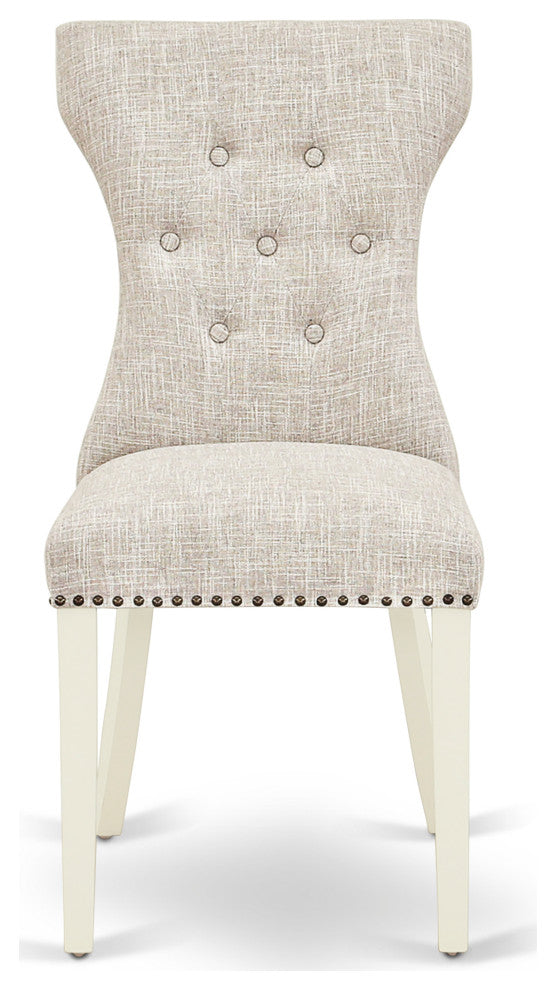 Gallatin Parson Chair, Linen White Leg And Doeskin Fabric Color Set of 2