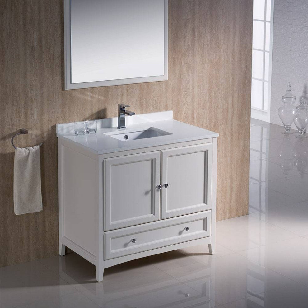 Fresca FVN2036AW Oxford 36" Antique White Traditional Bathroom Vanity
