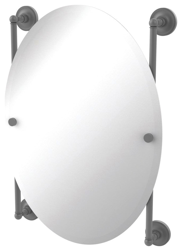 Prestige Regal Oval Frameless Rail Mounted Mirror, Matte Gray