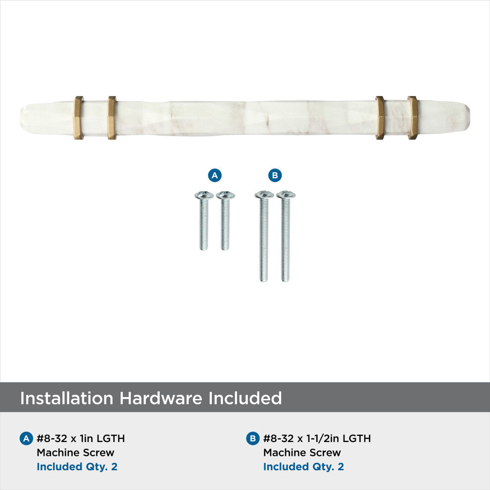 Carrione Cabinet Pull, Marble White/Golden Champagne, 5-1/16" Center-to-Center