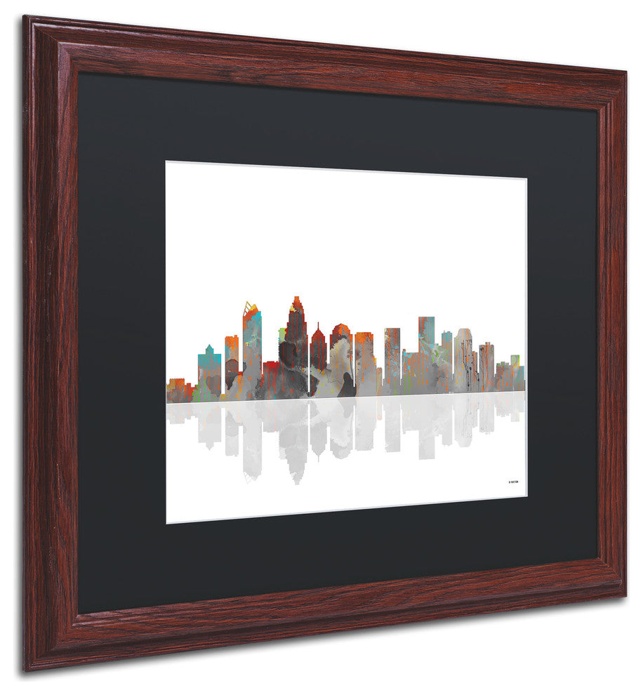 'Charlotte, NC Skyline' Matted Framed Canvas Art by Marlene Watson