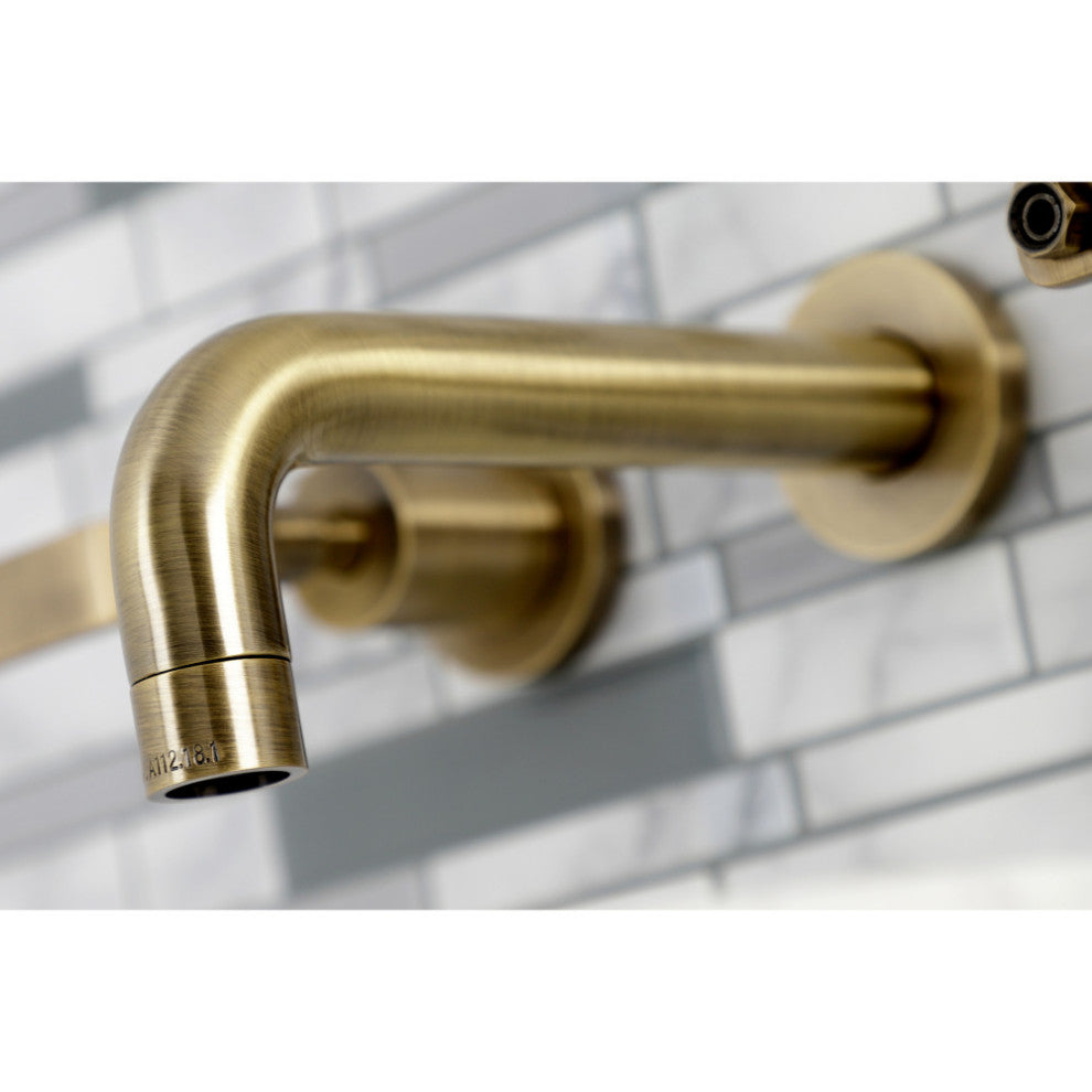 Kingston Brass KS8123KL Two-Handle Wall Mount Bathroom Faucet, Antique Brass
