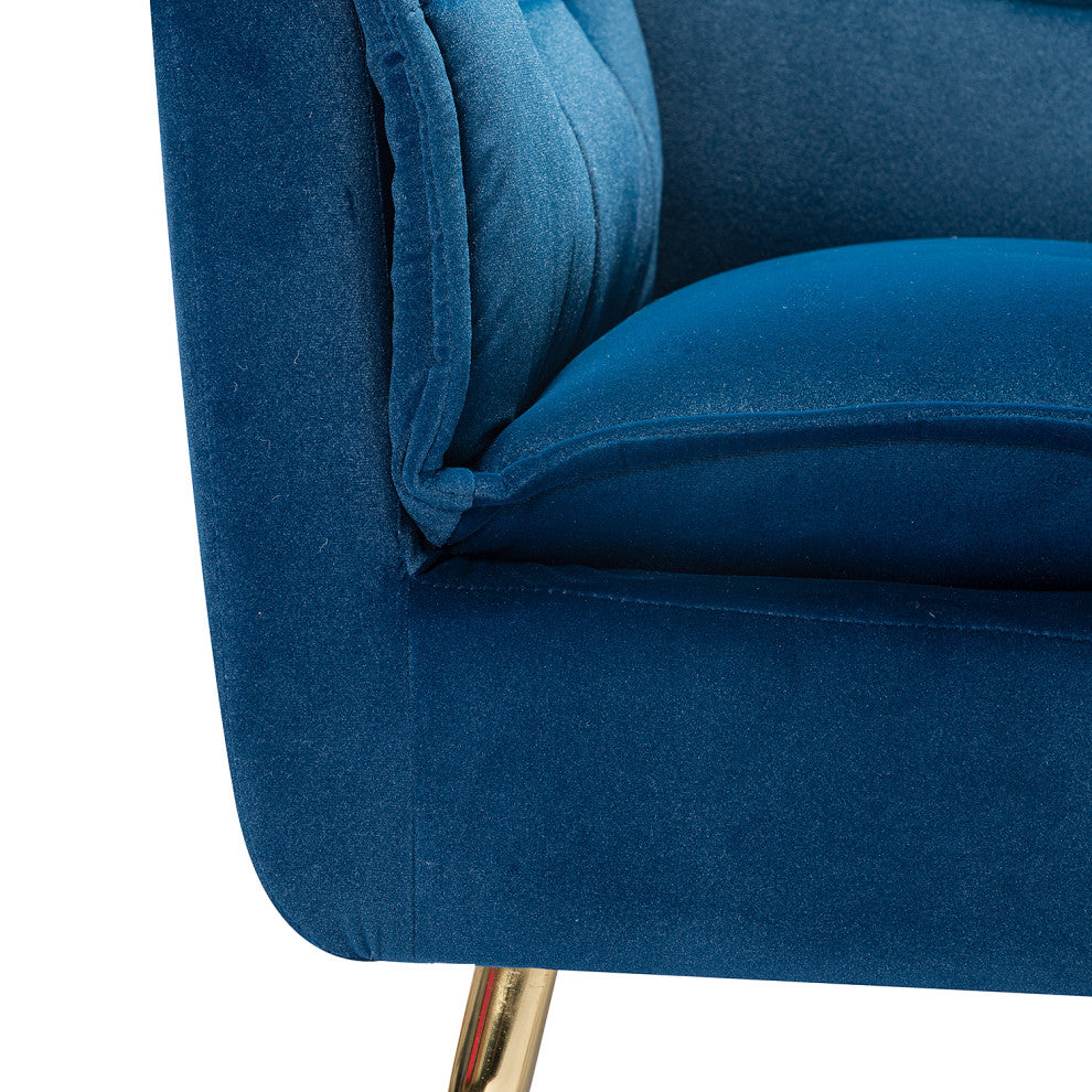 Contemporary Velvet Armchair, Navy
