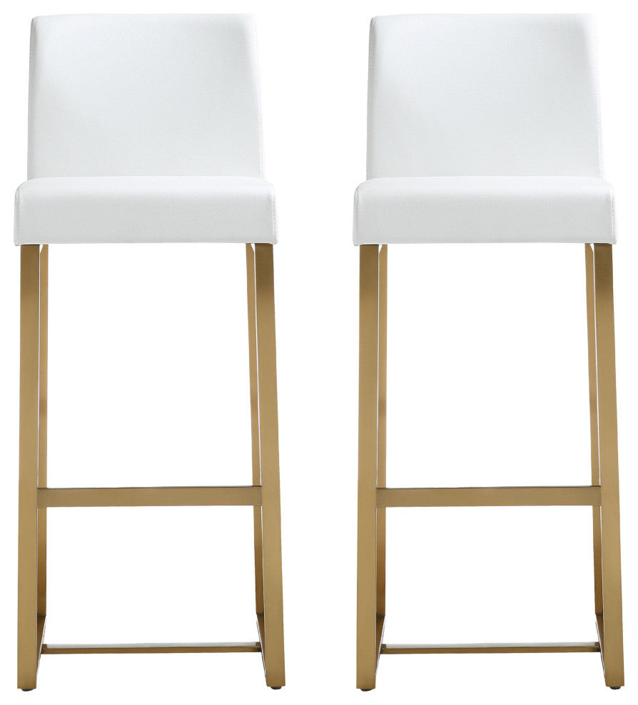 Denmark White Gold Steel Barstool (Set of 2) - White