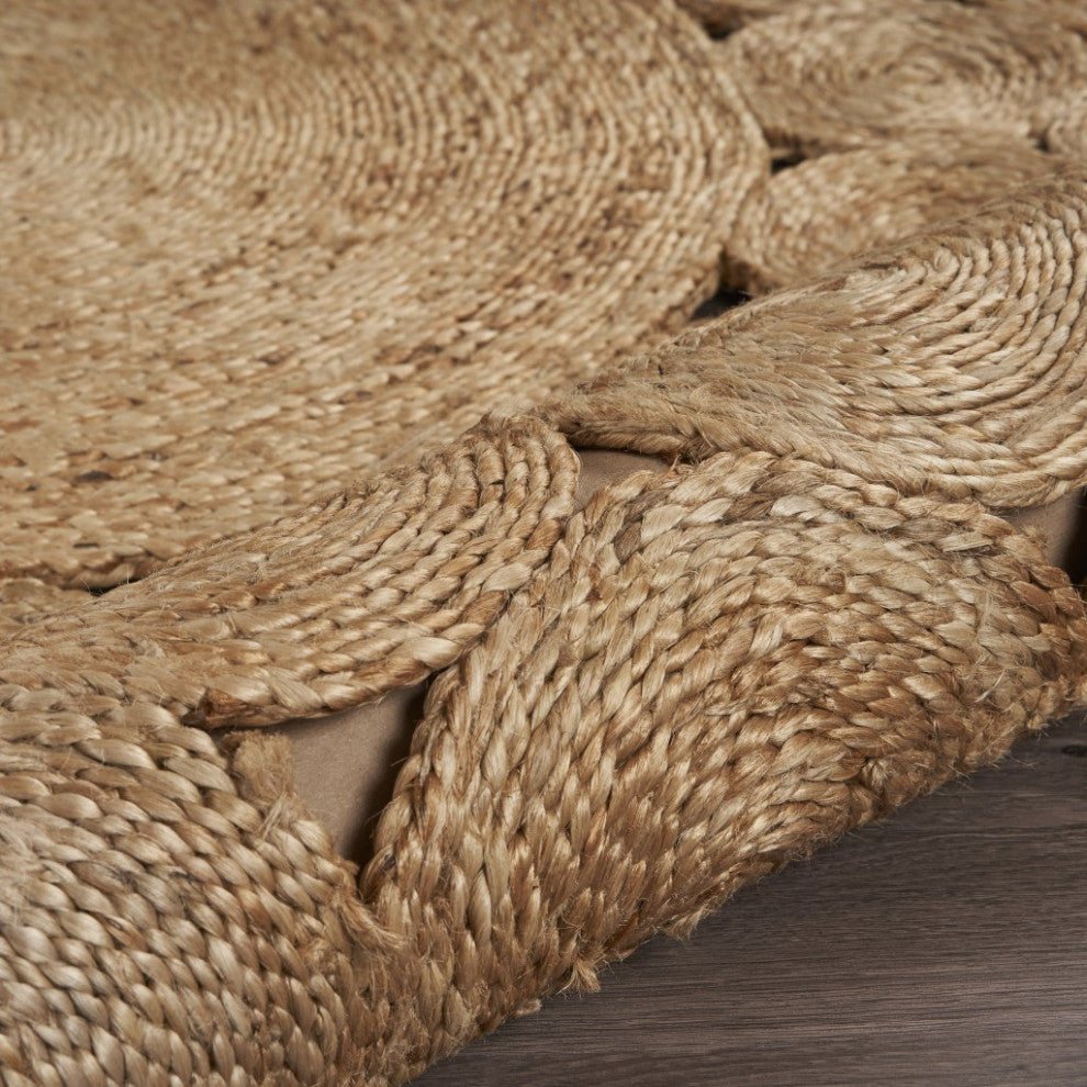 4" Round Natural Tan Orbital Area Rug