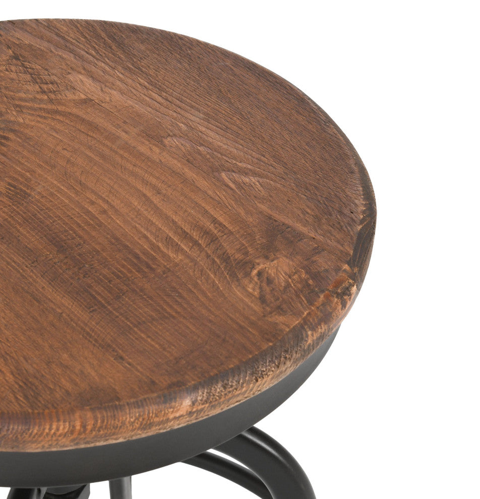 Piper Adjustable Counter Stool, Black Base, Natural Brown Top