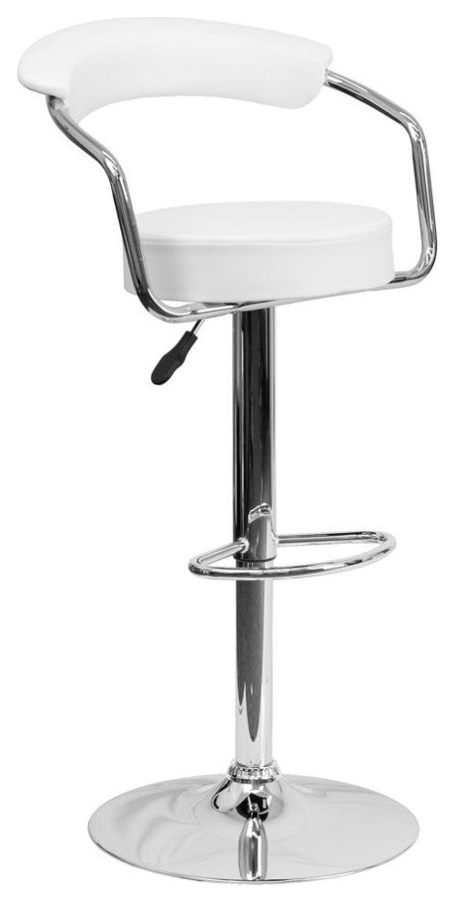 Michele Contemporary Swivel Barstool in Brushed Stainless Steel and White...