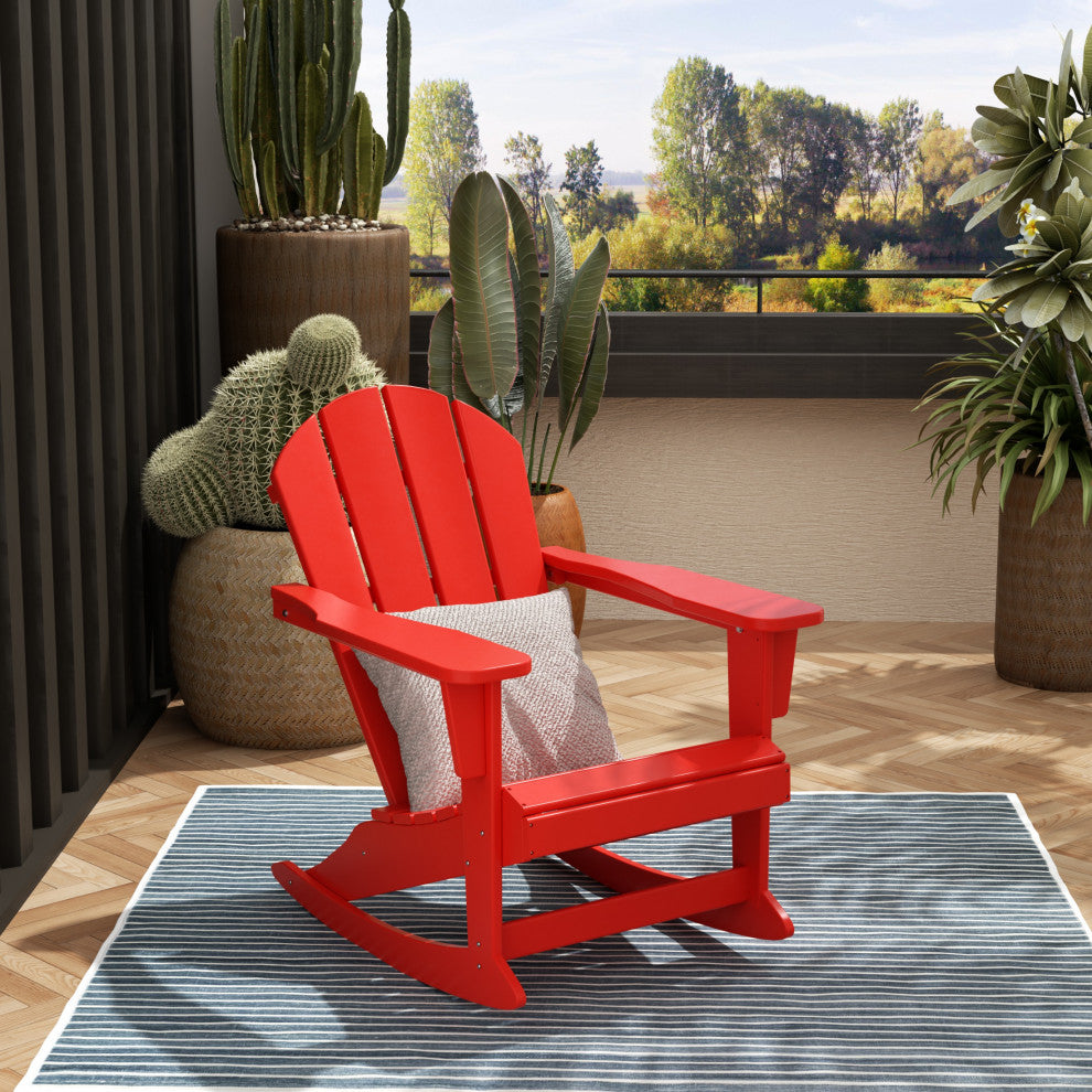 WestinTrends Outdoor Patio Adirondack Rocking Chair Lounger, Porch Rocker, Red