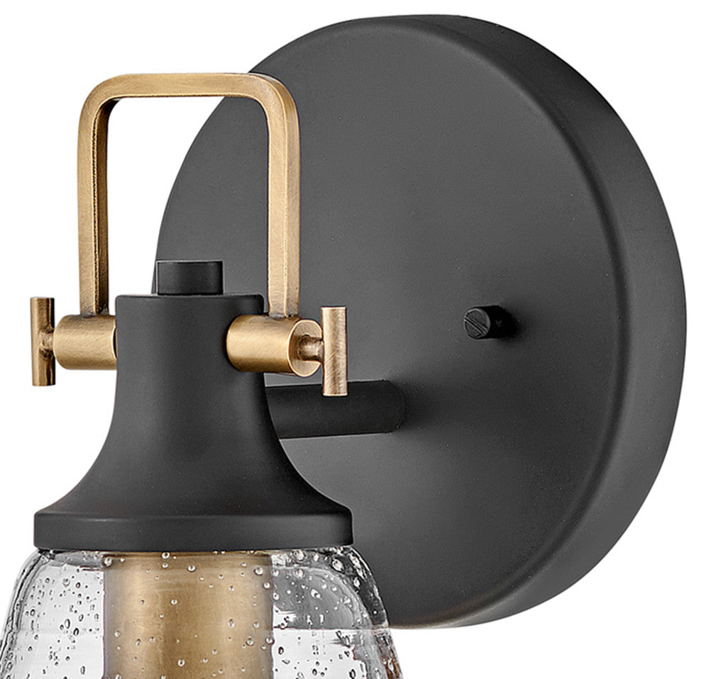 Hinkley Easton 6" Single Light Bath Vanity Fixture, Black + Heritage Brass