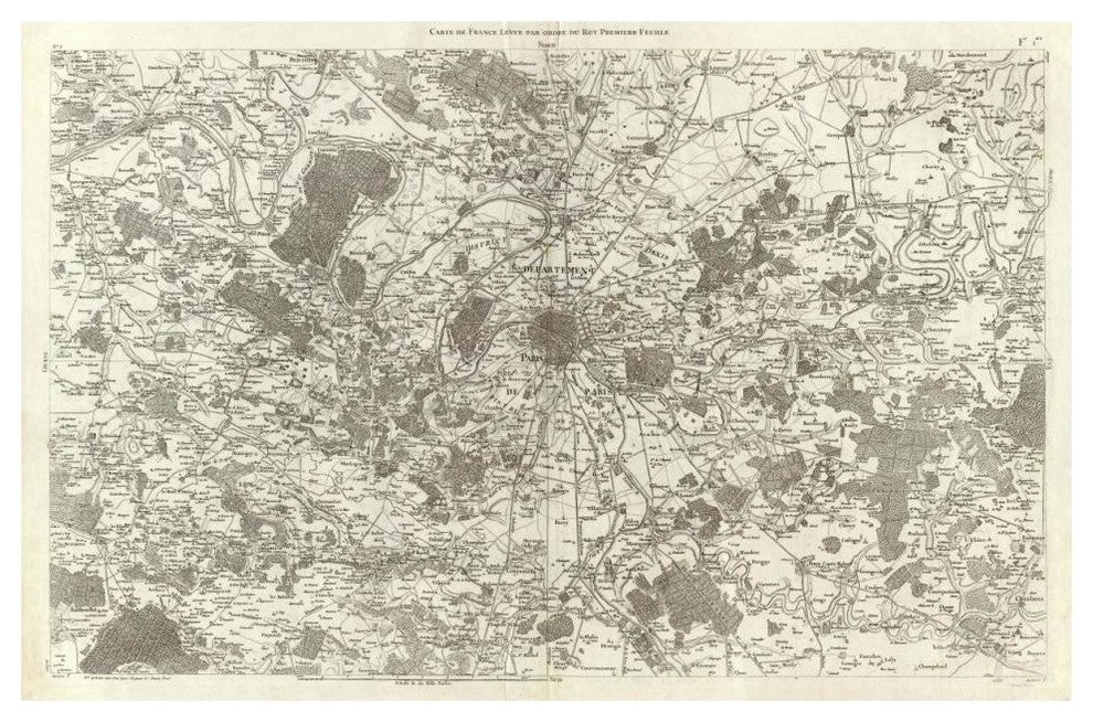 "Paris, France, 1762" Digital Paper Print by Cesar-Francois Cassini, 46"x31"