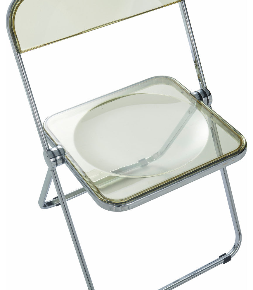 LeisureMod Lawrence Acrylic Folding Chair With Metal Frame