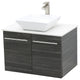 24" Wall Mount Vanity, White Stone Countertop, Dark Grey