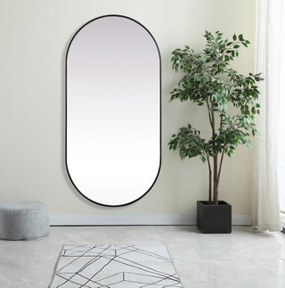 Home Living Metal Frame Oval Mirror 36x72 Inch, Black