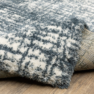Greer Modern Distressed Etchings Dark Teal/ Ivory Area Rug, 2'3" x 7'6"