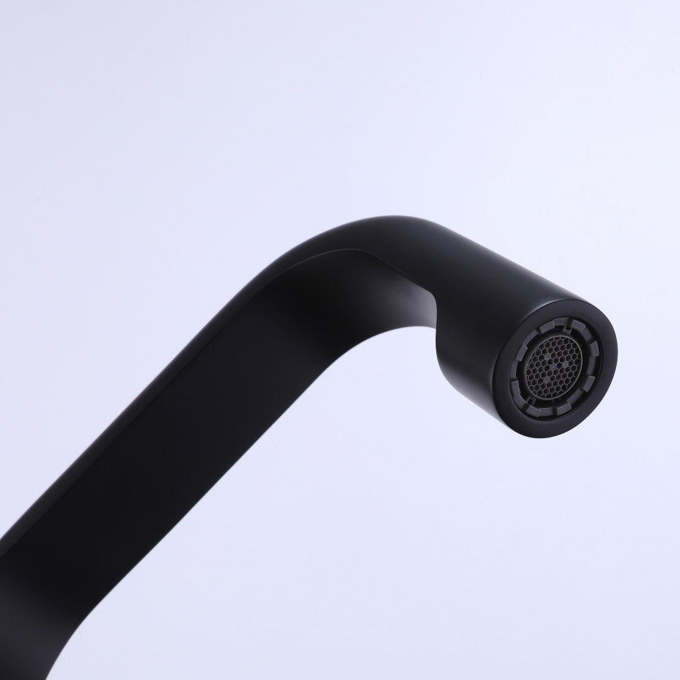 Deck Mounted Widespread Dual Handles Bathroom Sink Faucet, Matte Black