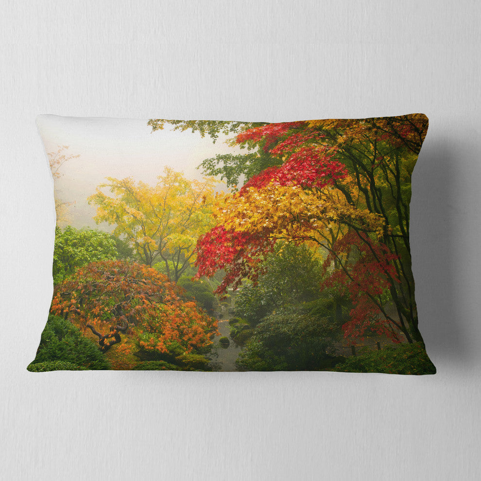 Colorful Maple Trees Floral Throw Pillow, 12"x20"