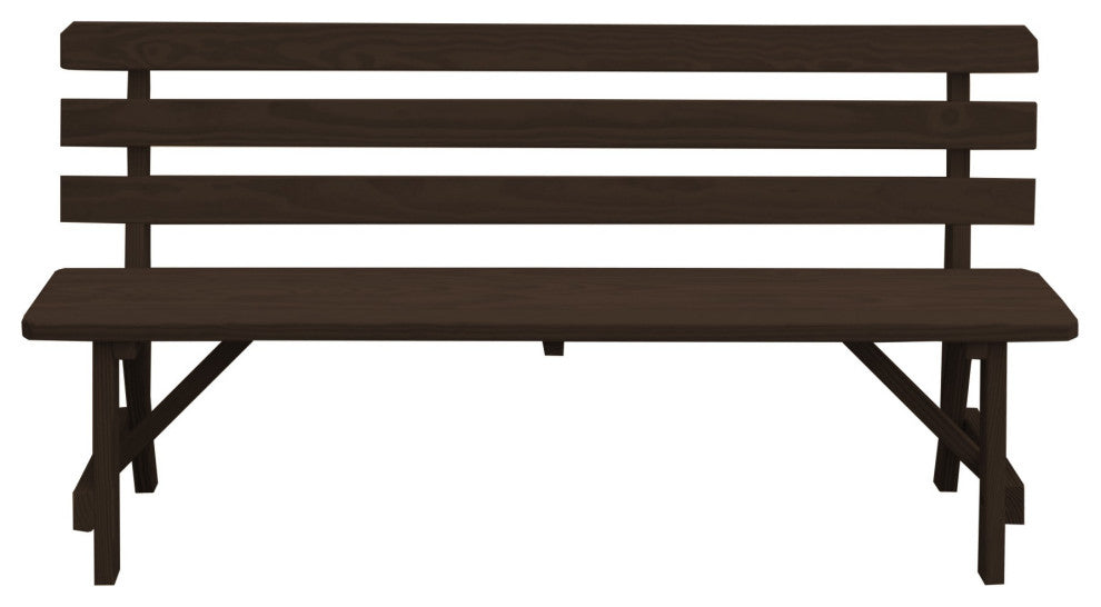 Traditional Cedar Backed Bench, Walnut Stain, 6 Foot