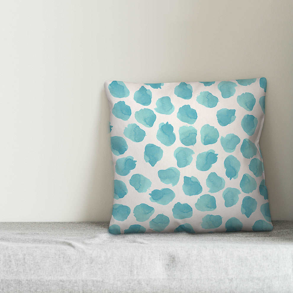 Sea Glass Watercolor Dots 18x18 Throw Pillow