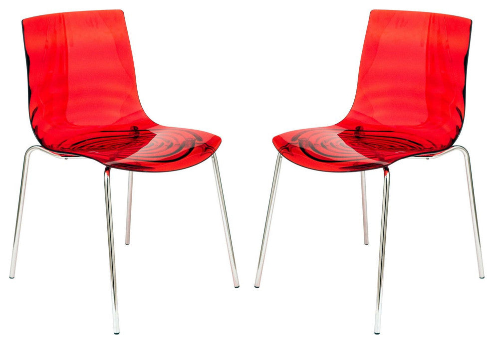 LeisureMod Astor Water Ripple Design Dining Chair Set of 2