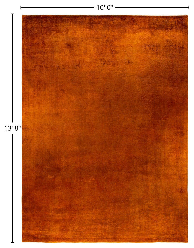 Overdyed One-of-a-Kind Hand-Knotted Area Rug Orange, 10' 0" x 13' 8"