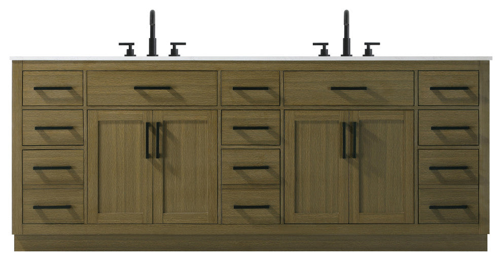 Home Living 84" Double Bathroom Vanity, Chestnut Brown