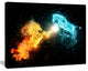 Fire and Water Abstract Horses, Animal Canvas Art Print, 20"x12"