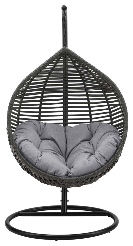 Outdoor Patio Furniture Lounge Swing Chair, Fabric Metal, Grey Gray