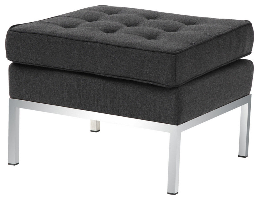 Classics Button Ottoman in Wool, Gray