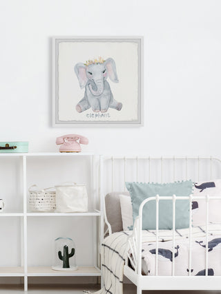 "The Elephant Squat" Framed Painting Print, 18x18
