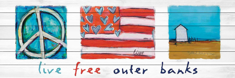 "Live Free Outer Banks" Print on White Pine Wood by Tori Campisi
