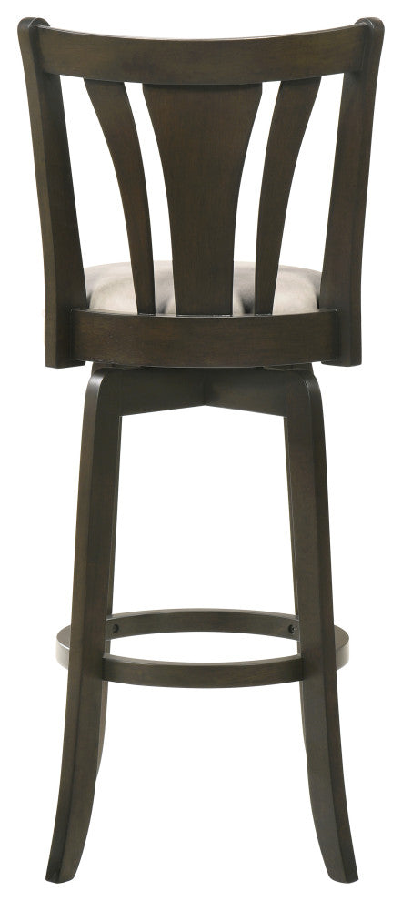 Elle Wood and Fabric Barstool, Gray, 26" Counter Height