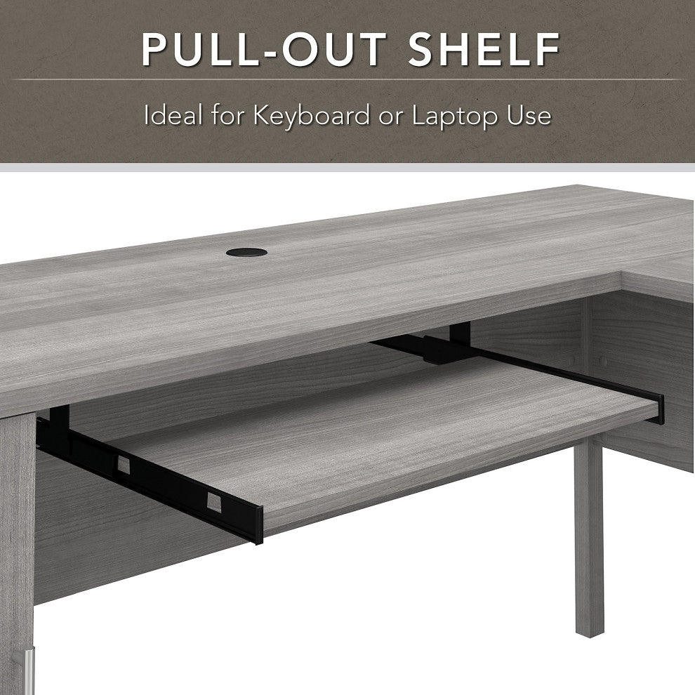 Somerset 72W L Shaped Desk with Storage, Platinum Gray