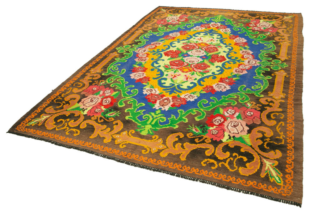 Rug N Carpet - Handmade Moldovian 6' 11'' x 10' 3'' Antique Rose Kilim Rug